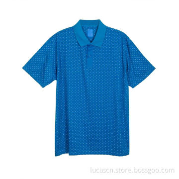 Men's Short Sleeve Blue Printed Polo Shirt